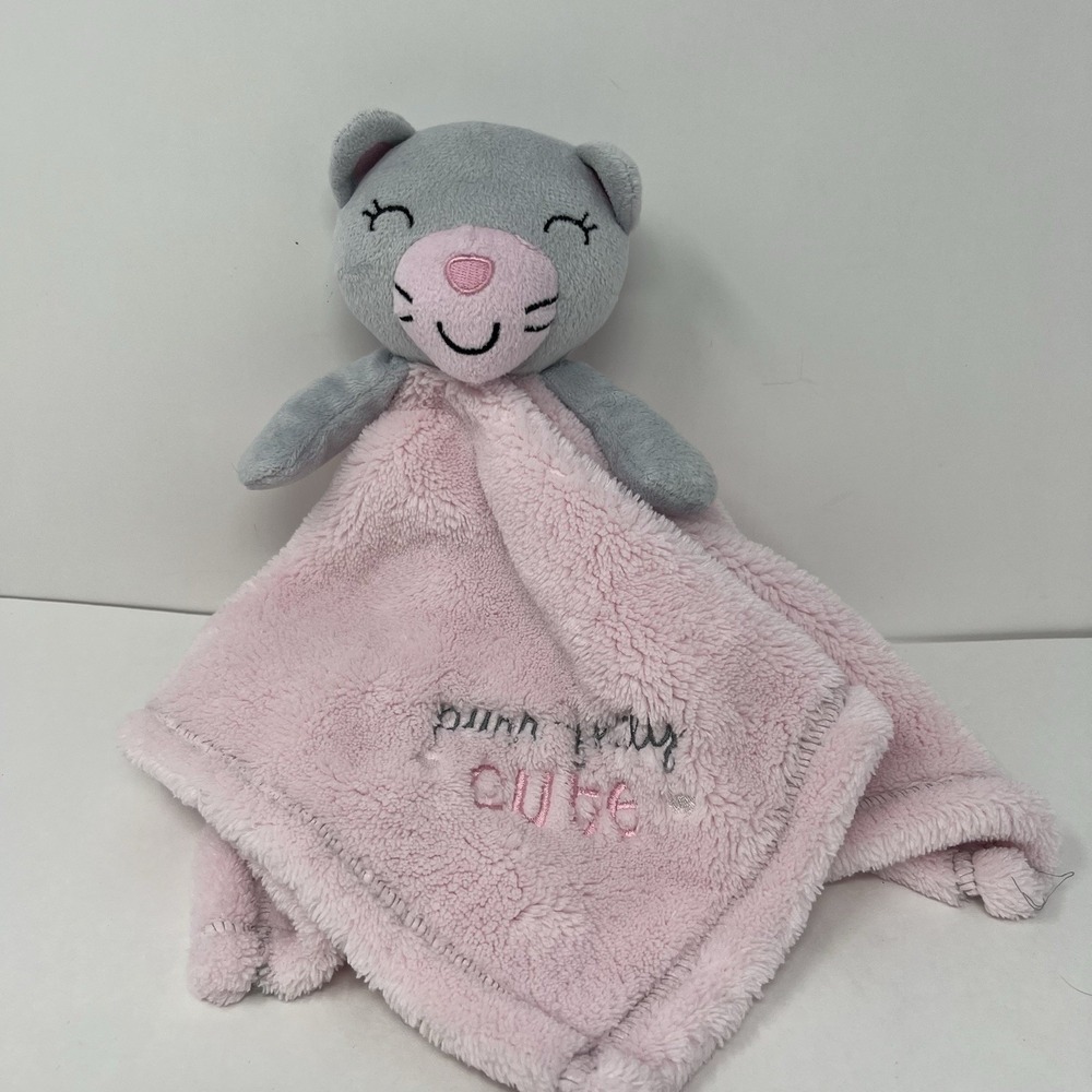 Baby Gear Cat Lovey Security Blanket Pink Gray Soft Cuddling Stuffed Animal Toy